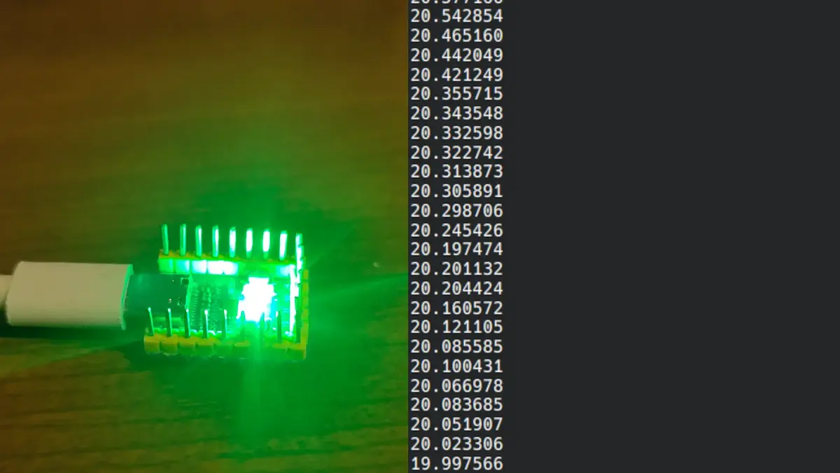 RP2040-Zero at 20°C (LED/Serial Monitor) - 25/01/2026